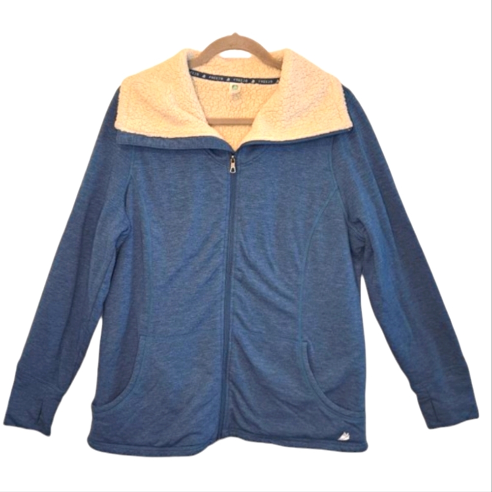 Free2Be Sherpa-Lined Full Zip Funnel Neck Jacket Size XL